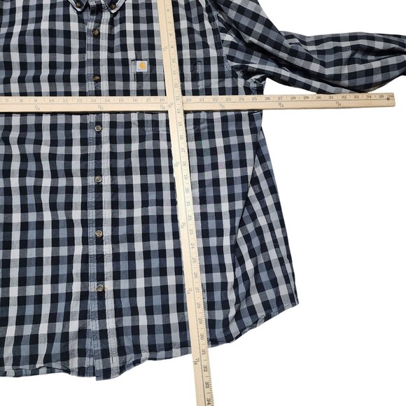 Carhartt Mens Relaxed Fit Black & Gray Plaid Button-Up Shirt 2XL Cotton‎ - Picture 4 of 7